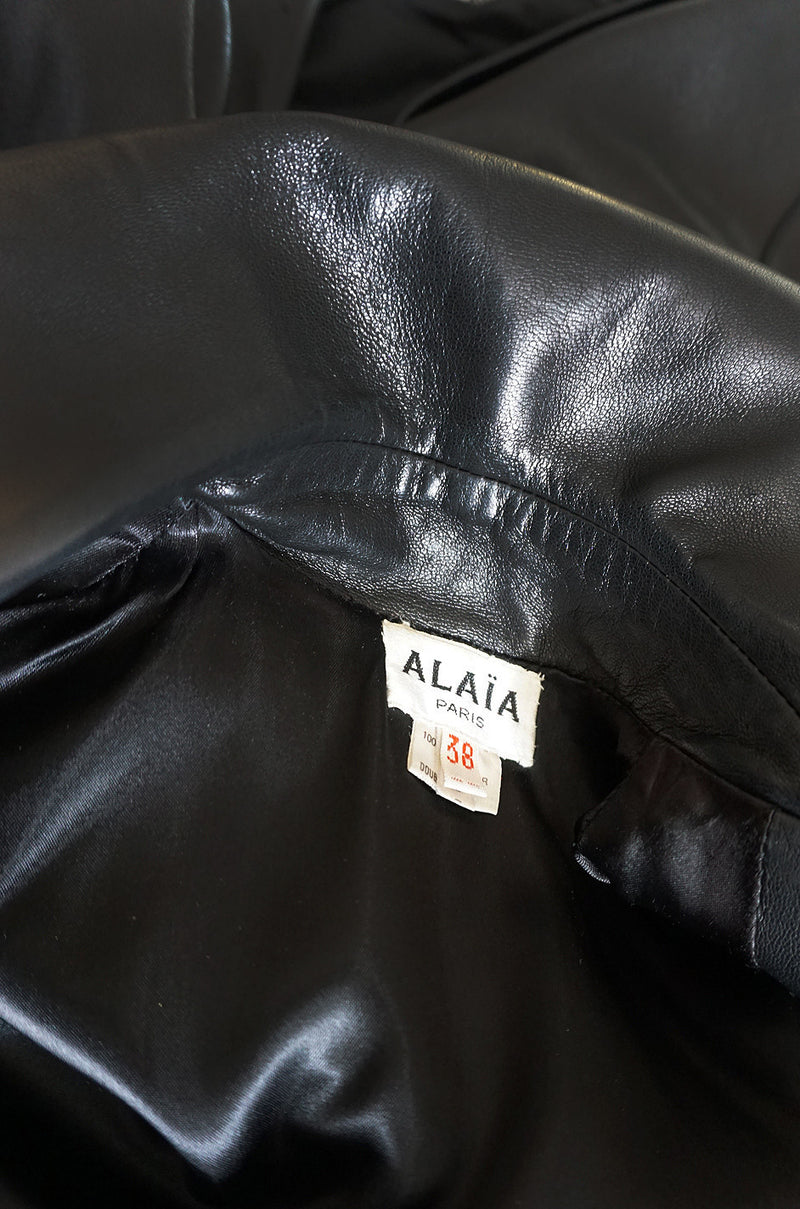 1980s Azzedine Alaia Fitted Black Leather Biker Jacket