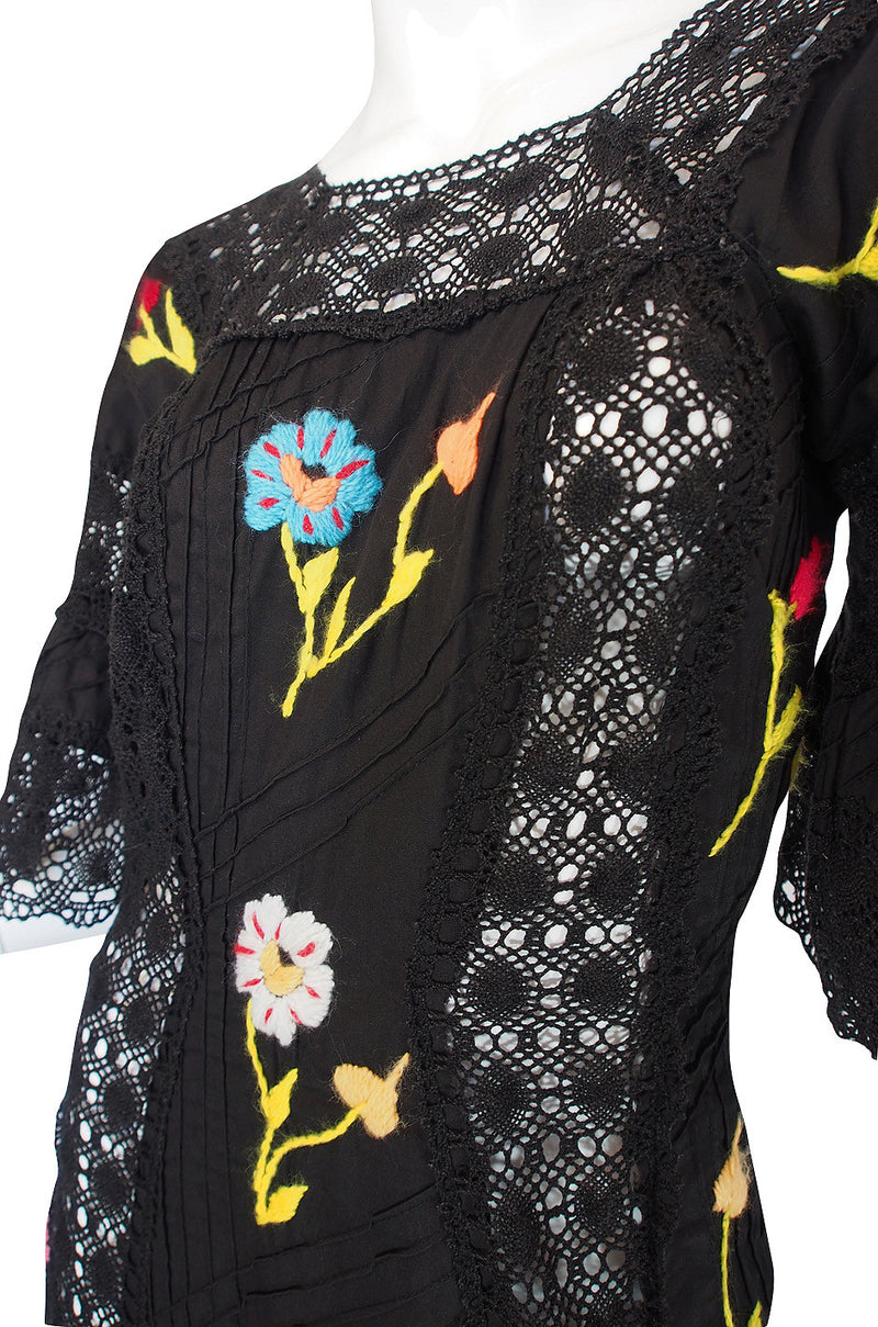 Wonderful 1960s Mexican Embroidered Maxi Dress