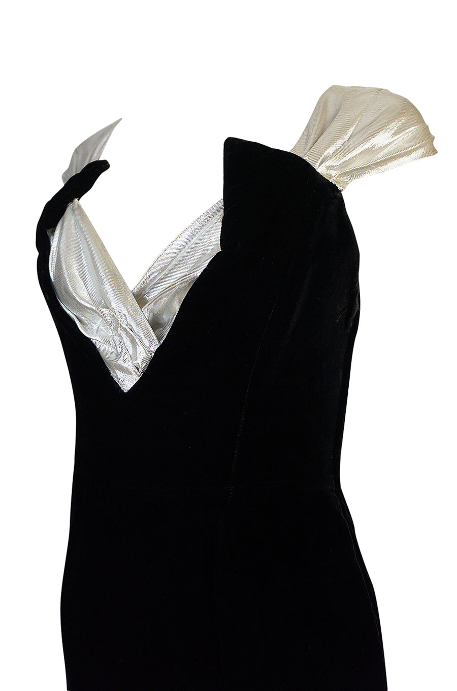 1990s Thierry Mugler Futuristic Silver & Black Velvet Dress – Shrimpton  Couture
