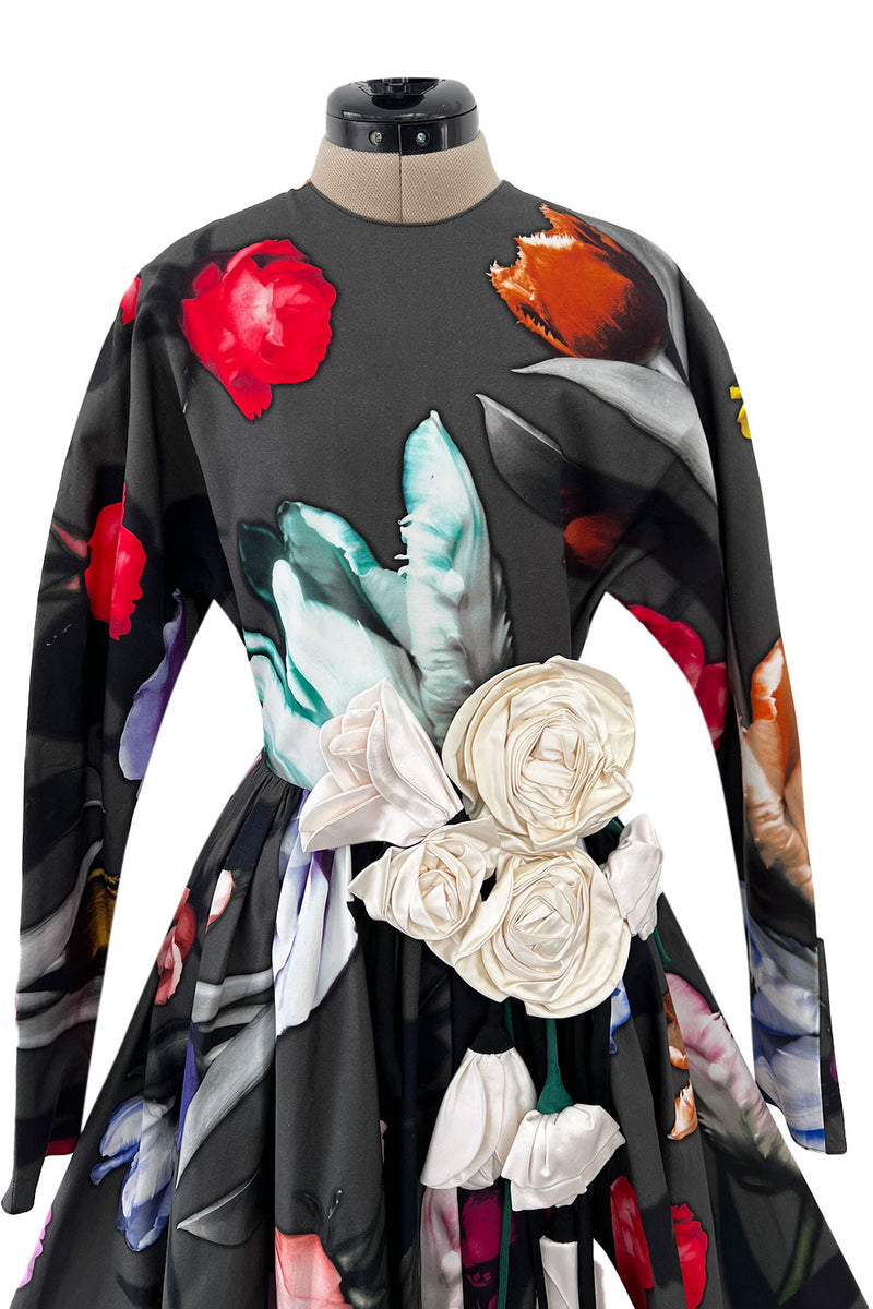 Gorgeous Fall 2019 Prada Cotton Floral Dress with Elaborate Floral Applique