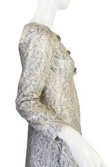 1960s Malcolm Starr Silver Metallic Brocade Dress