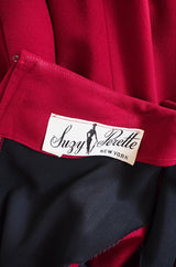 1950s Suzy Perette Dramatic Red Button Dress