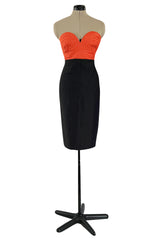 Killer Spring 1989 Gianni Versace Couture Strapless Topstitched Dress W Back Buttons & Cut Out