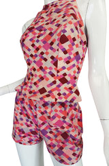 Late 1950s Emilo Pucci Pink Silk Shorts and Shell Set