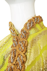 1960s Oscar de la Renta Green & Gold Silk Gown