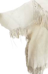 Exceptional 1960s Fringe Cream Deerskin Mini Dress