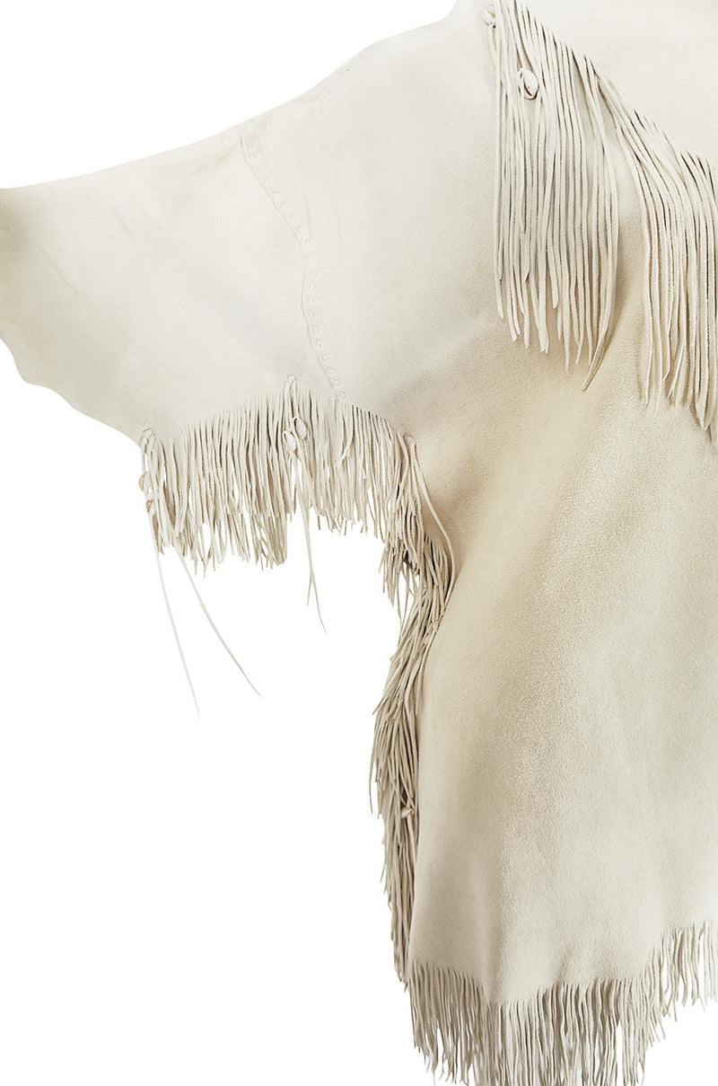 Exceptional 1960s Fringe Cream Deerskin Mini Dress