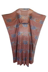 Iconic c.1972-73 Missoni Floral Print Metallic Lurex Caftan Dress