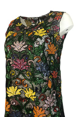 1960s Unlabeled Hand Made & Beaded and Sequin Netted Cord Dress