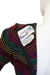 1970s Multi Color Striped Metallic Knit Maxi Dress