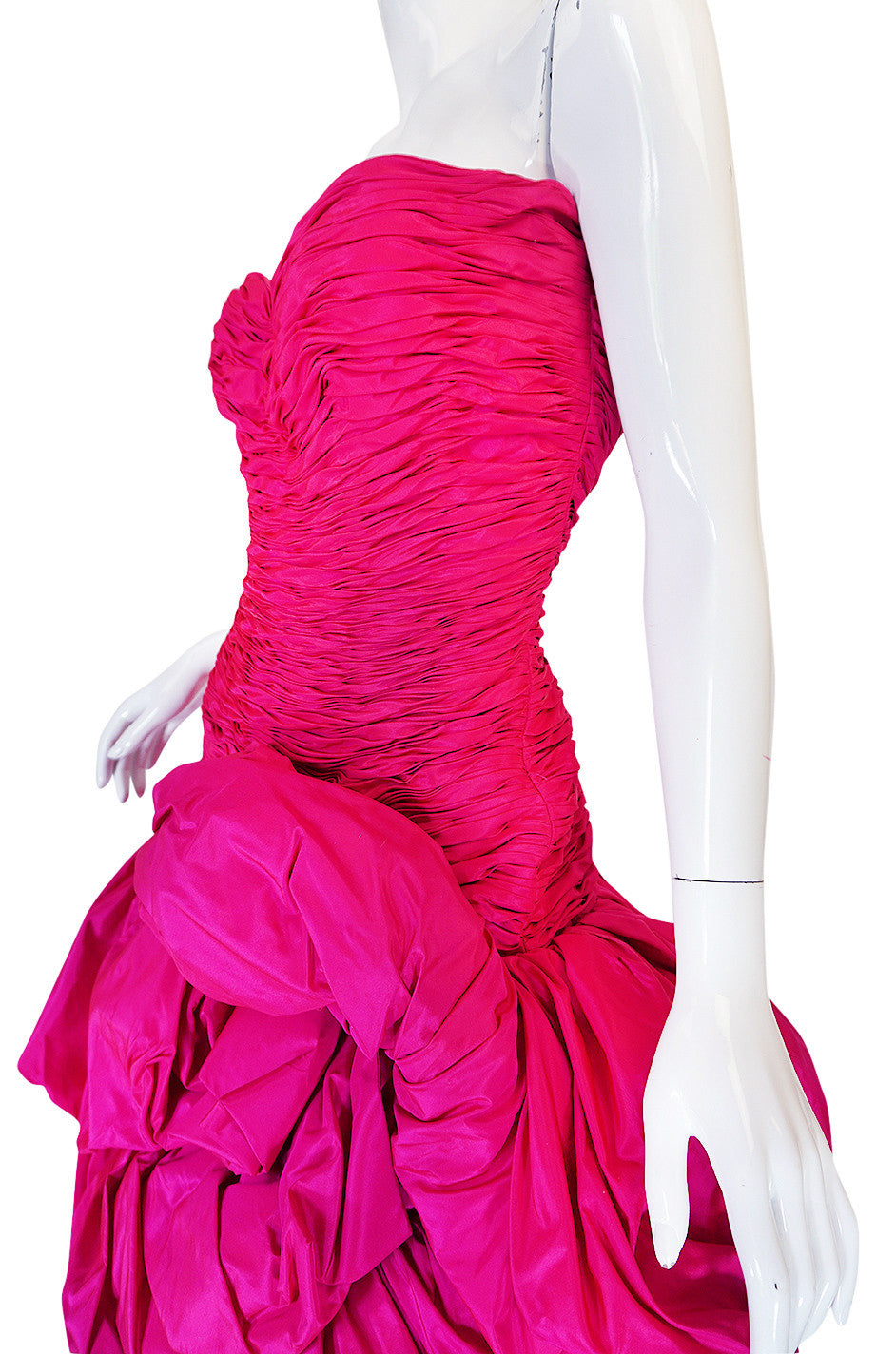 Robe De Soirée Vintage Loris Azzaro Couture - Années 80 - Taille 36 - Corail - Découpe Chair