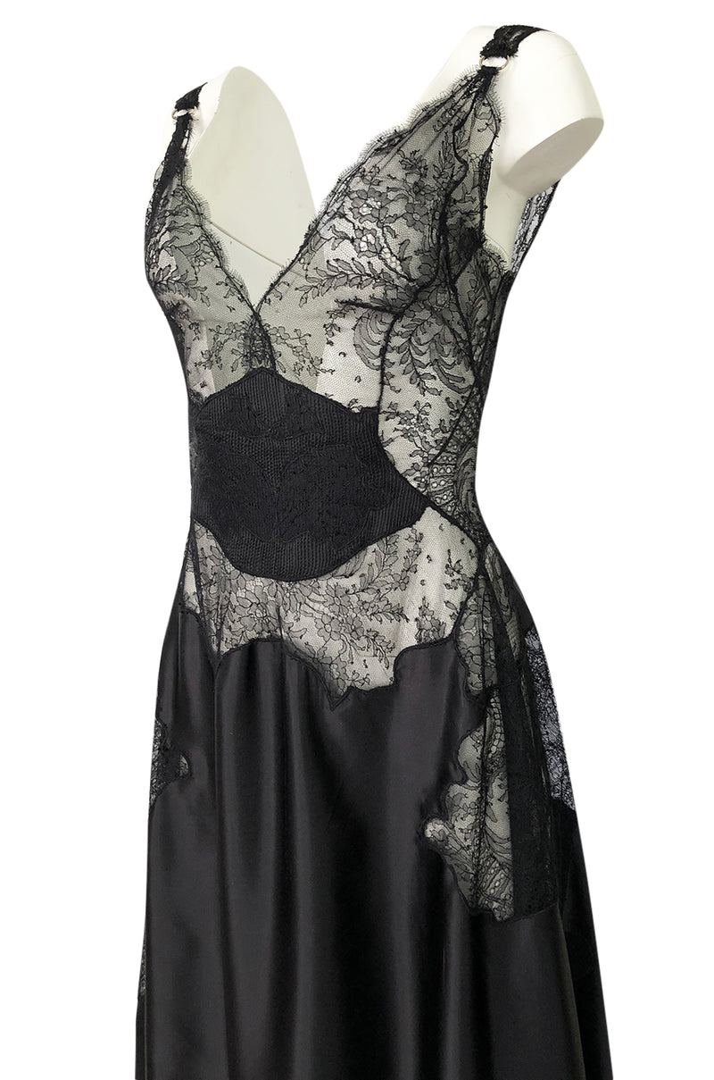 Pre-Fall 2015 Ricardo Tisci for Givenchy Black Silk Satin & Lace Dress