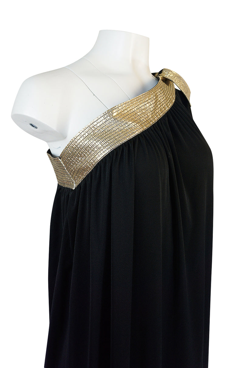 1980-1981 Bill Tice Black Jersey & Gold Accented Single Sleeve Dress