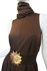 1970s Anne Klein Maxi Dress with Belt