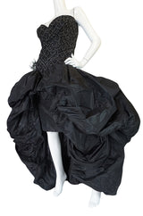 1980s Loris Azzaro Couture Billowing Silk Beaded Gown