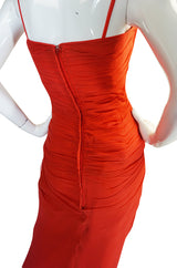 c1959 Haute Couture Maggy Rouff Red Draped Gown