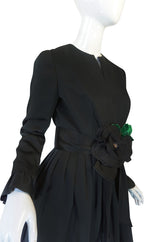 Stunning 1960s Black Silk Satin Sarmi Cocktail Dress