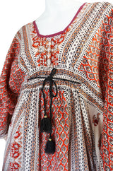 1960s Amazing & Beautiful Printed Indian Cotton Caftan