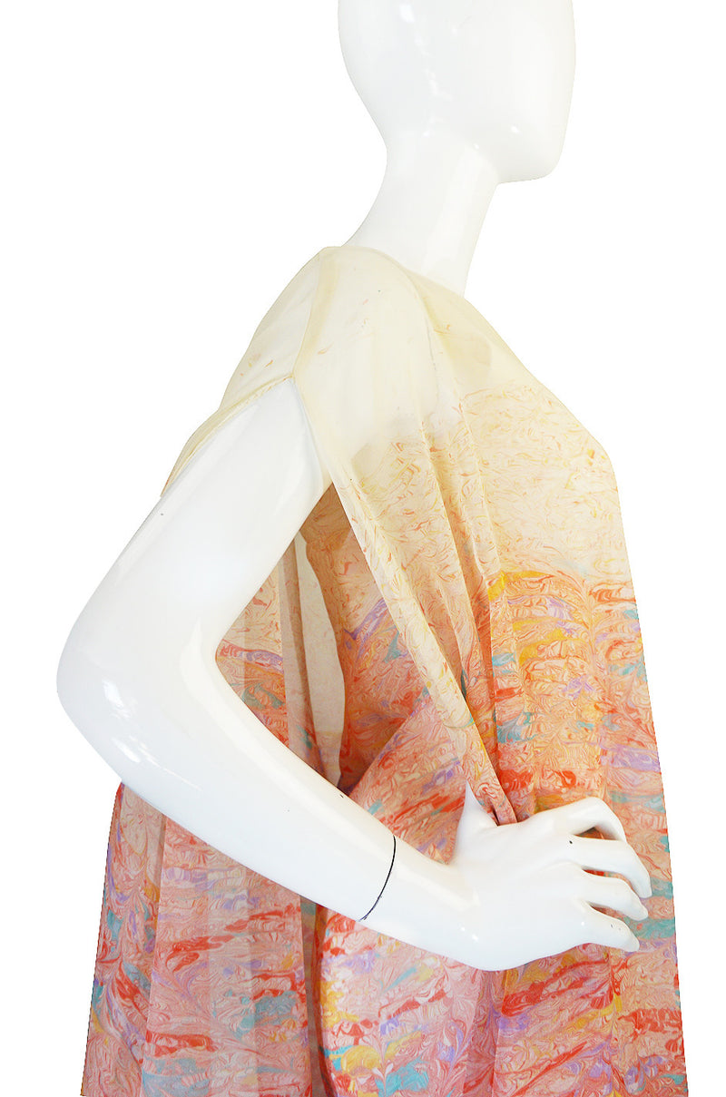 1970s One Shoulder Pastel Jerry Silverman Dress