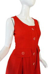 1960s Geoffrey Beene Boutique Red Linen Dress
