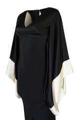 Recent Alexander McQueen Kimono Sleeve Black & White Silk Dress