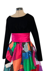 Iconic Fall 1980 Possible Yves Saint Laurent Haute Couture Dress Patchwork & Velvet Dress