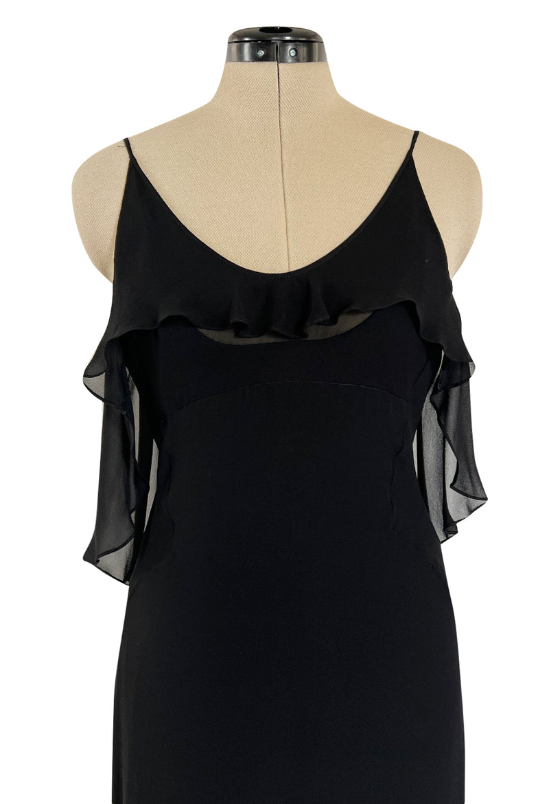 Spring 2004 Yves Saint Laurent by Tom Ford Black Silk Chiffon Dress