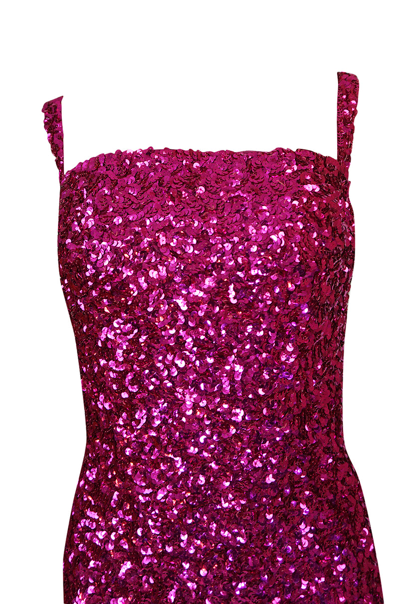 1950s Mr. Blackwell Demi-Couture Densely Covered Pink Sequin Dress ...