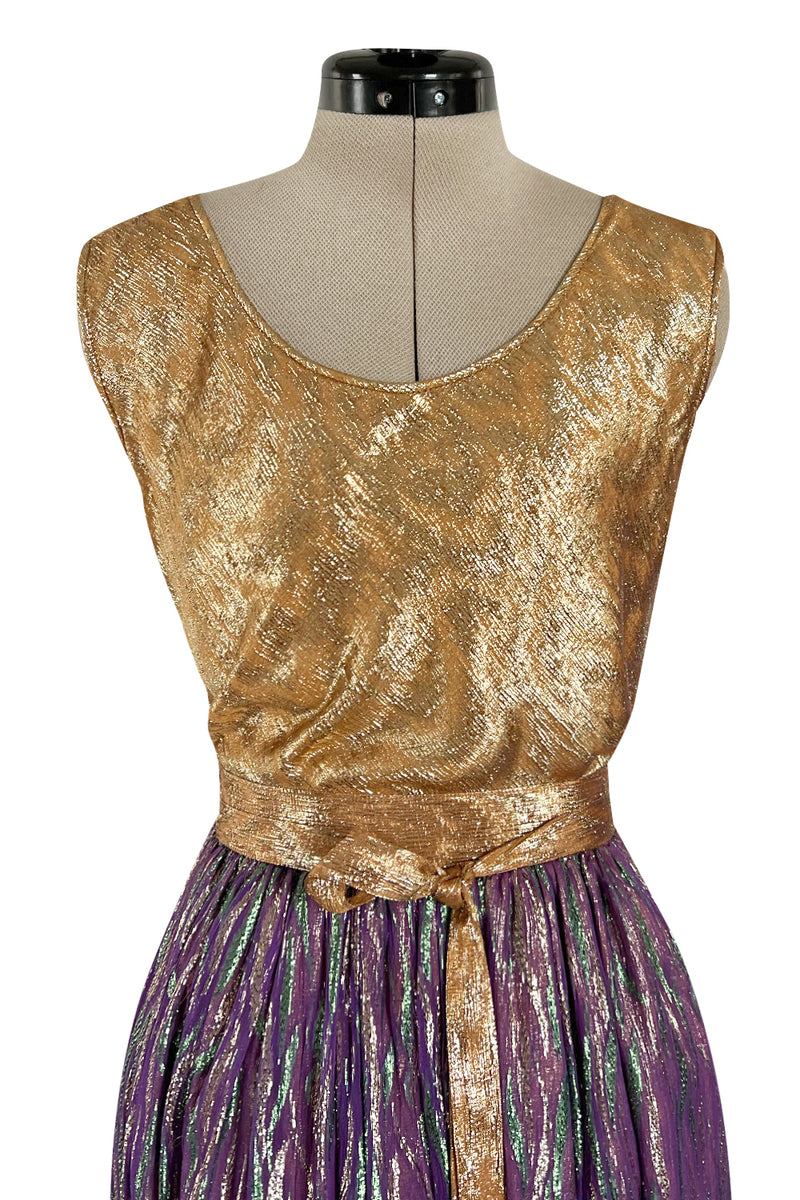 Fabulous 1970s Adolfo Metallic Gold, Green and Purple Silk Skirt, Tass Shrimpton Couture Fabulous 1970s Adolfo Metallic Gold, Green and Purple Silk Skirt, Tass Shrimpton Couture