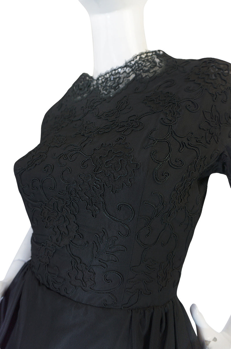 Dated 1960 Sophie Gimbel Attr Saks 5th Ave Soutache & Silk Dress