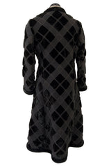 Fantastic 1970s Givenchy Top Stitched & Pacthwork Mixed with Faux Fur Deep Brown Coat