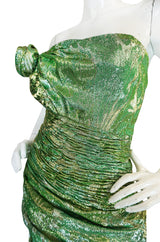 Fall 1988-89 Ungaro Couture Green & Gold Silk Metallic Dress