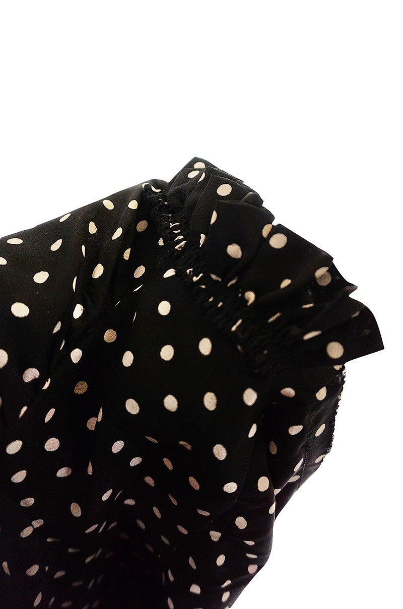 1970s Haute Couture Silk Dot Yves Saint Laurent Top