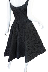 1950s Black Lace Suzy Perette Flared Back Skirt Dress