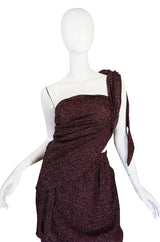 1970s Wine Knit Lanvin Skirt and Multi Tie Wrap Top