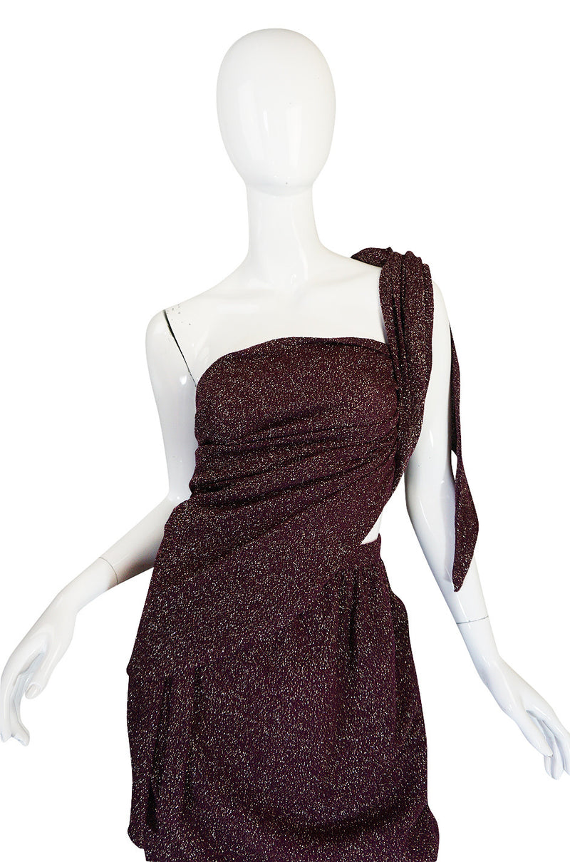1970s Wine Knit Lanvin Skirt and Multi Tie Wrap Top