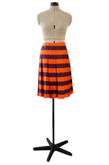Fantastic Spring 2005 Prada Runway Look 26 Pleated Bright Coral Stripe Skirt