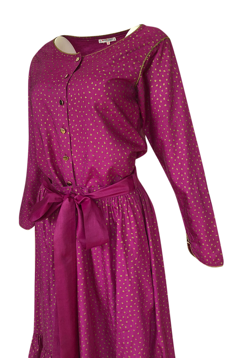 c.1976 Yves Saint Laurent Hand Painted Russian Top & Skirt Set