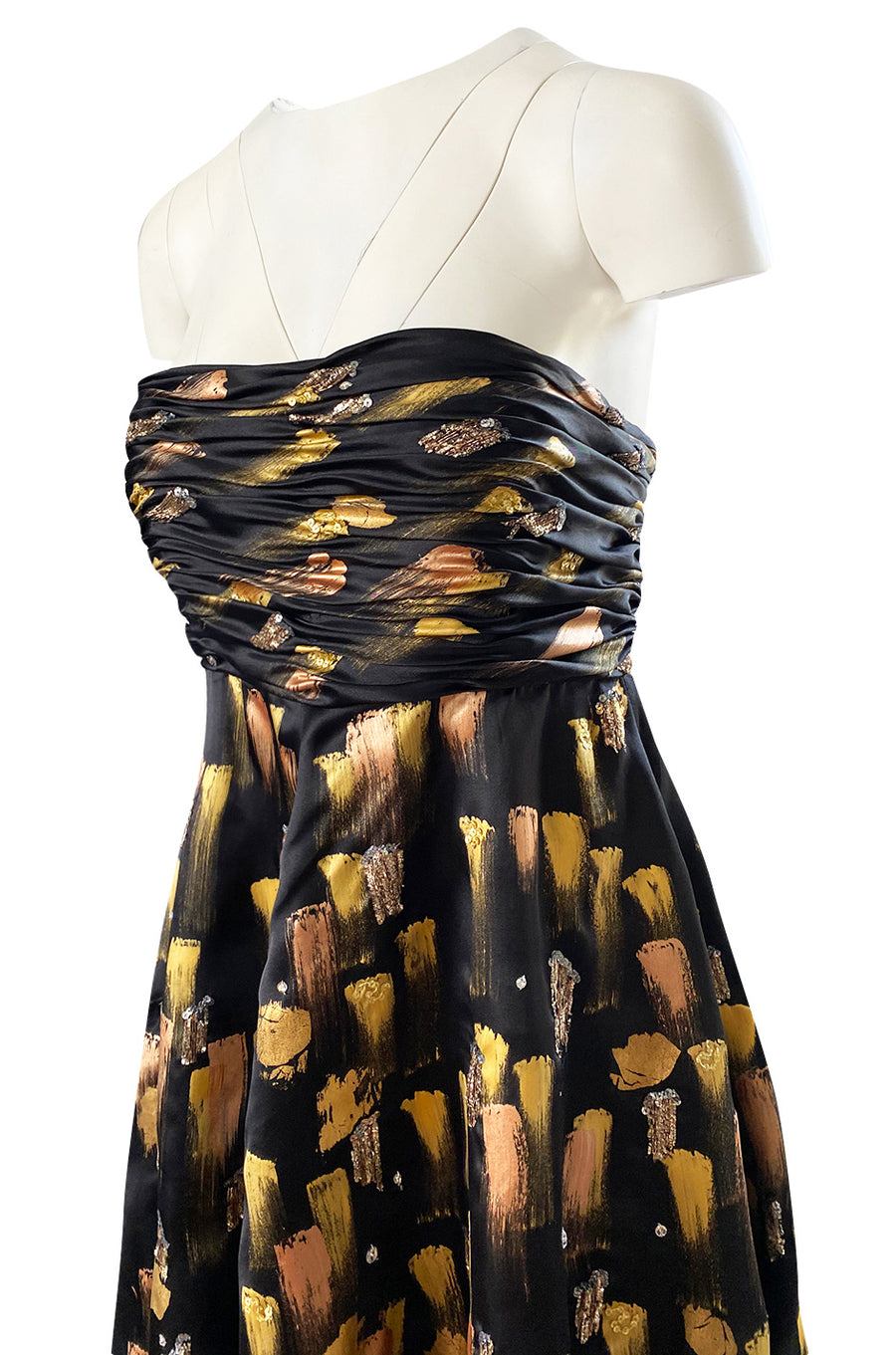 Fall 2008 Oscar De La Renta Strapless Hand Painted Gold & Black Silk D Shrimpton Couture Fall 2008 Oscar De La Renta Strapless Hand Painted Gold & Black Silk D Shrimpton Couture