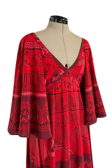 Spring 2017 Valentino by PierPaolo Piccioli Red Silk Dress w Zandra Rhodes Print