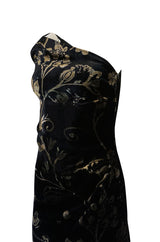 1980s Yves Saint Laurent One Shoulder Velvet Dress
