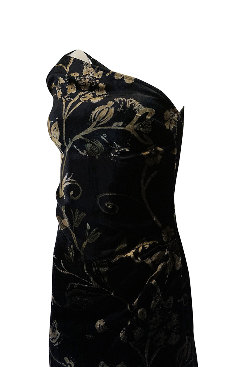 1980s Yves Saint Laurent One Shoulder Velvet Dress