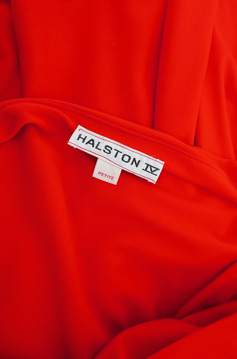 1970s One Shoulder Red Jersey Halston Dress