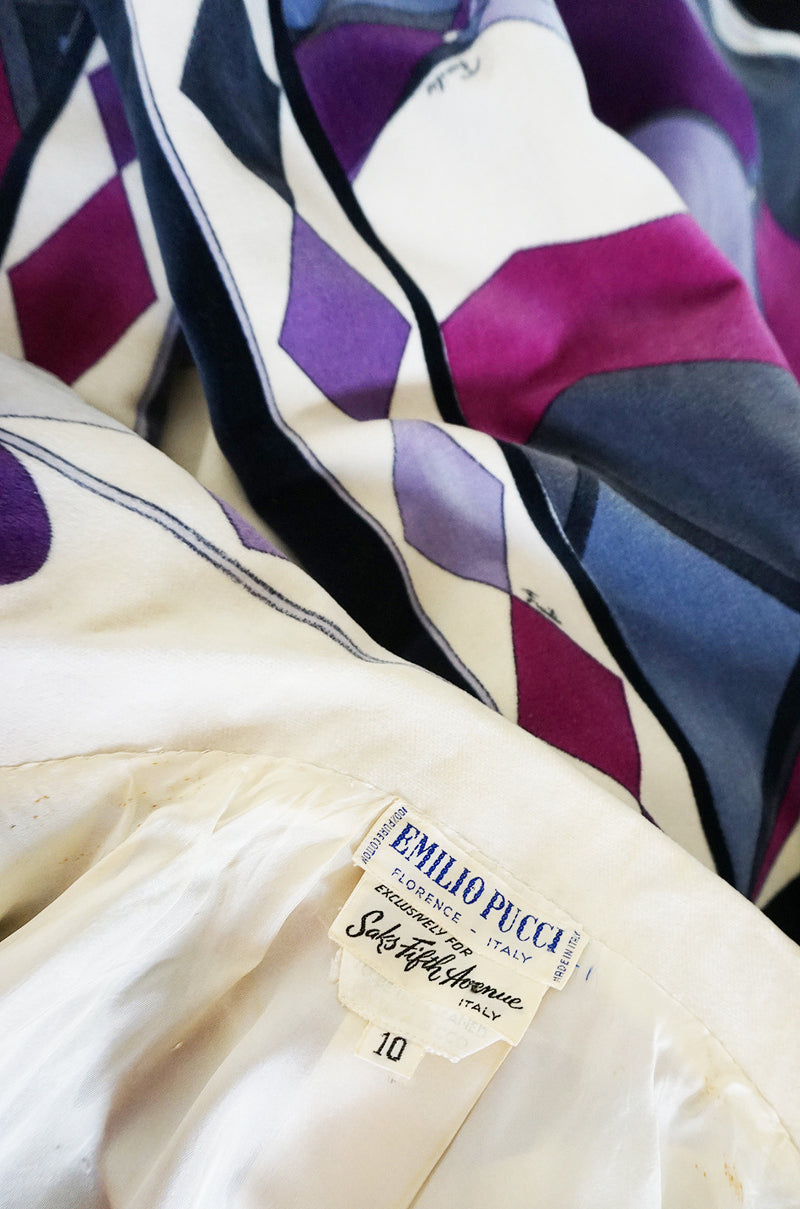 1960s Purple Print Velvet Emilio Pucci Jacket