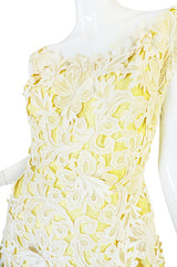 1960s Lace Overlay Sara Fredericks Sculptural Silk Dress