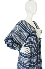 c1972 Geoffrey Beene Plunging Striped Summer Dress