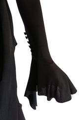 1990s Chocolate Givenchy Wrapped Ruffled Jersey Dress