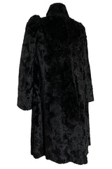Documented 1973 Biba by Barbara Hulanicki Rare Maternity Label Black Faux Fur Swing Coat