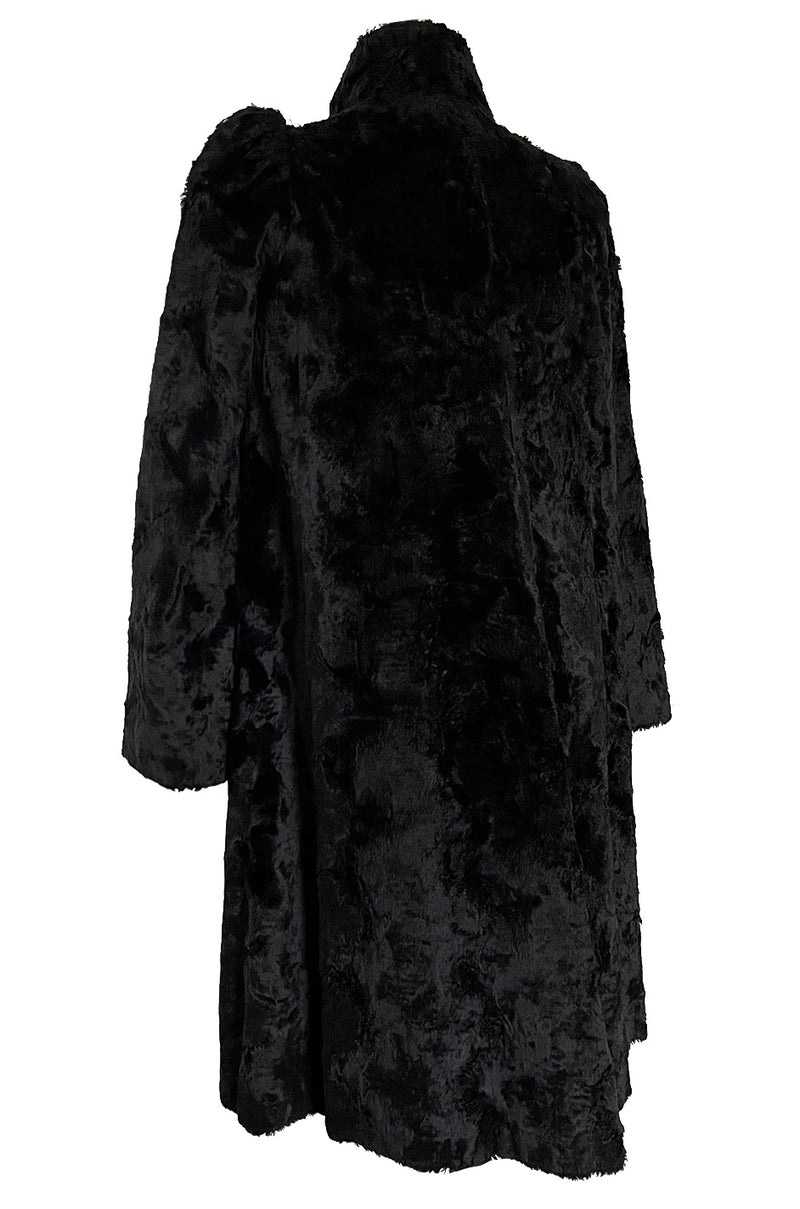 Documented 1973 Biba by Barbara Hulanicki Rare Maternity Label Black Faux Fur Swing Coat