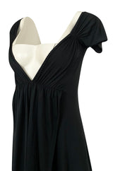 c.1971 John Kloss Deep Front Plunge Black Jersey Lingerie Dress